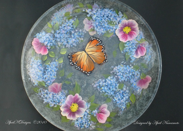Lilacs in Bloom Painted Plate