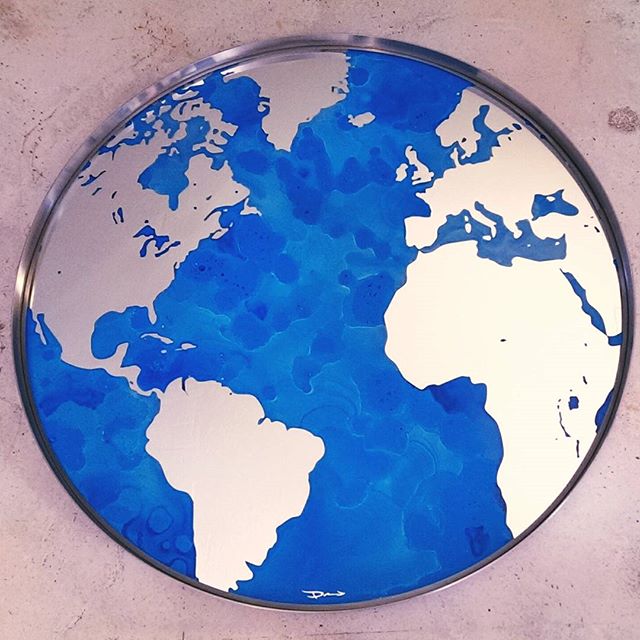 Etched Globe Mirror Artpiece 3