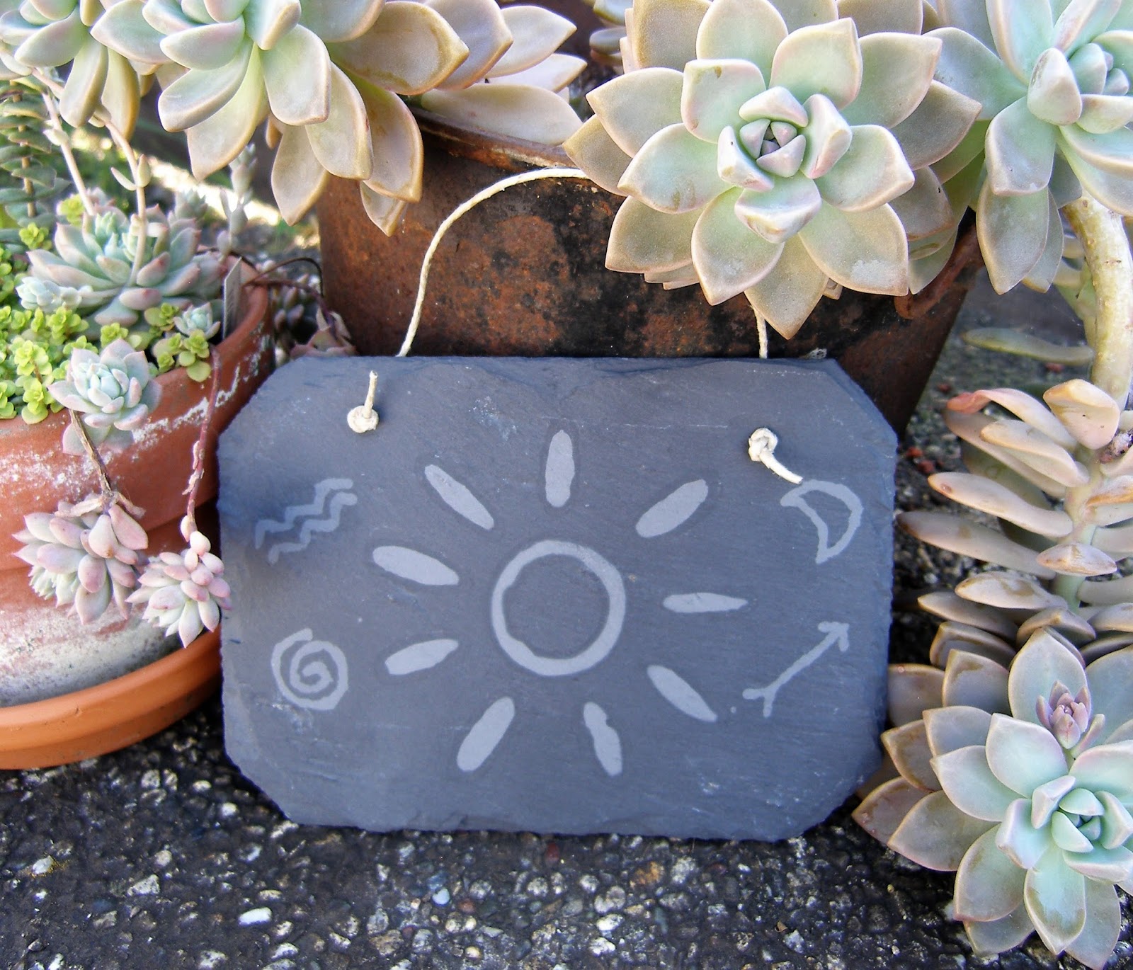 Etched Slate Sun Sign