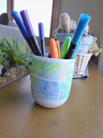 Etched Pencil Holder Mug