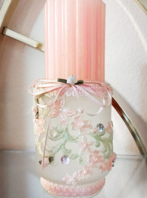 Etched & Embellished Candle Holder